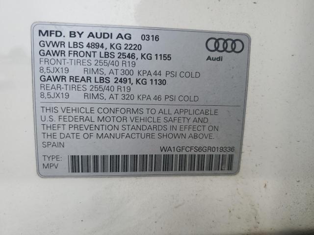 2016 AUDI Q3 PRESTIG WA1GFCFS6GR019336