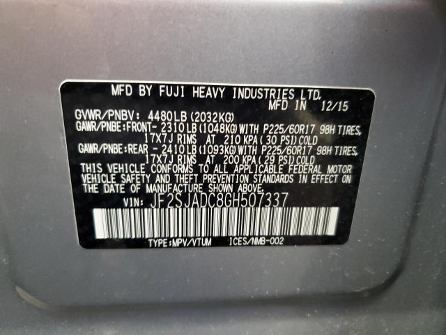 2016 SUBARU FORESTER 2 - JF2SJADC8GH507337
