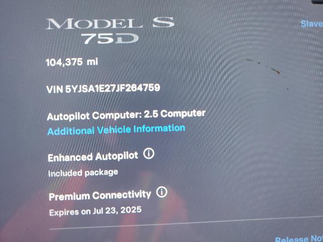 2018 TESLA MODEL S 5YJSA1E27JF264759