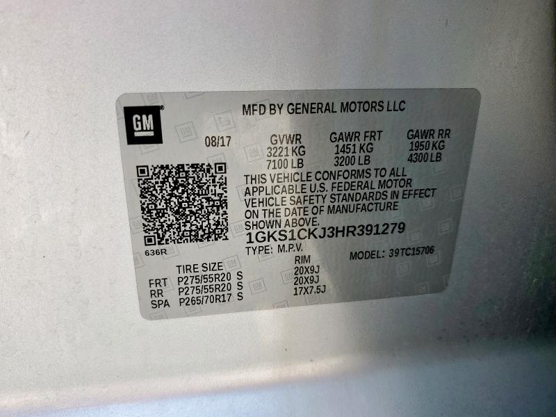 2017 GMC YUKON DENA 1GKS1CKJ3HR391279