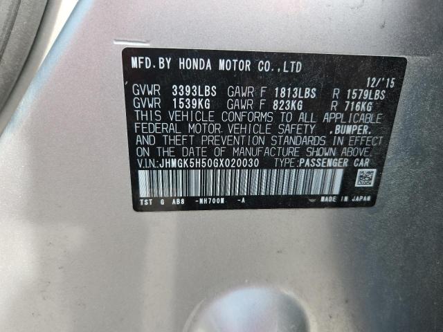 2016 HONDA FIT LX JHMGK5H50GX020030