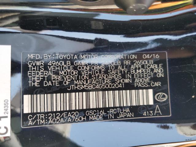 2016 LEXUS RC 300 JTHSM5BC4G5002041