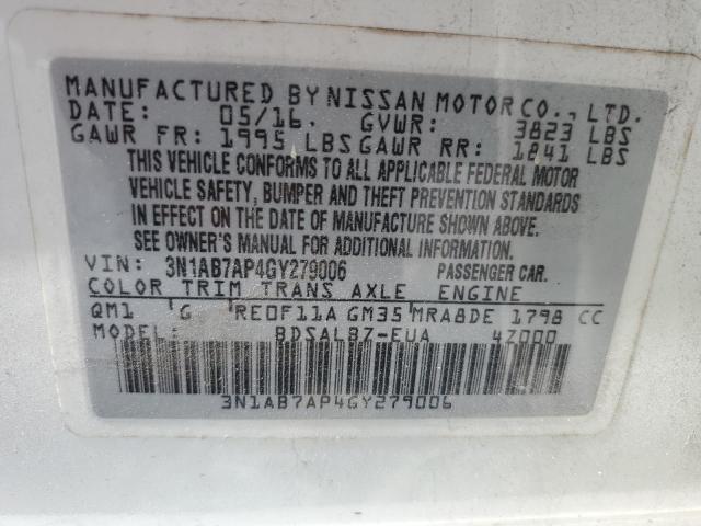 2016 NISSAN SENTRA S - 3N1AB7AP4GY279006