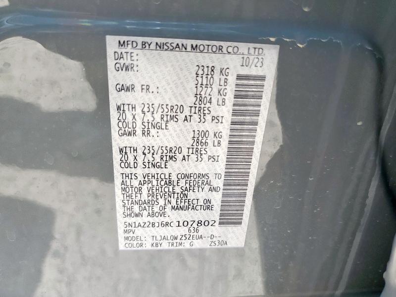 2024 NISSAN MURANO SV 5N1AZ2BJ6RC107802