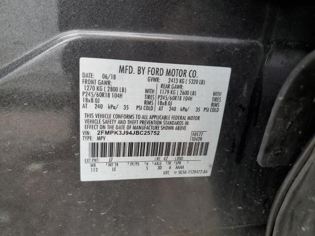 2018 FORD EDGE SEL 2FMPK3J94JBC25752