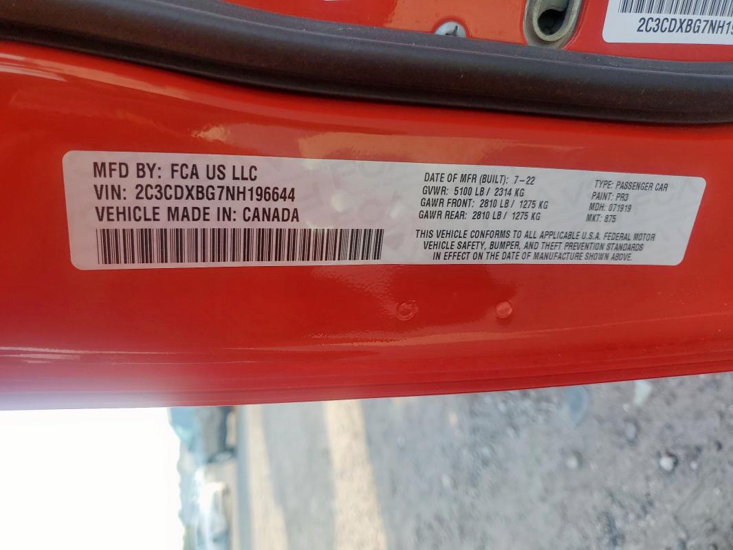 2022 DODGE CHARGER SX 2C3CDXBG7NH196644