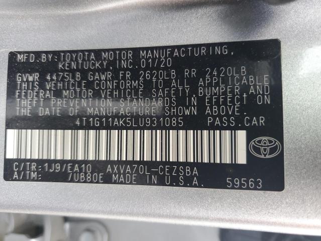 2020 TOYOTA CAMRY SE - 4T1G11AK5LU931085