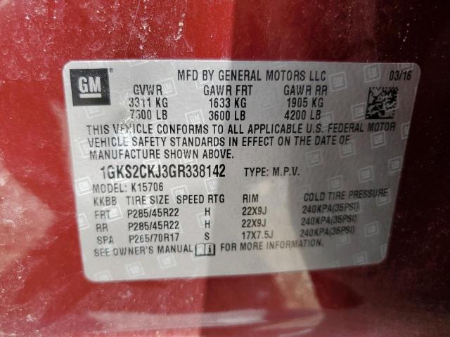 2016 GMC YUKON DENA 1GKS2CKJ3GR338142