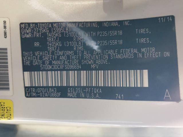 2015 TOYOTA SIENNA XLE 5TDDK3DCXFS096694