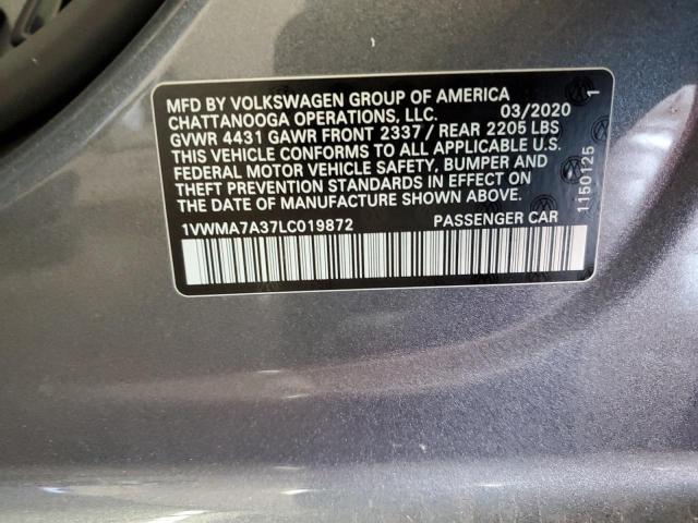 2020 VOLKSWAGEN PASSAT R-L 1VWMA7A37LC019872