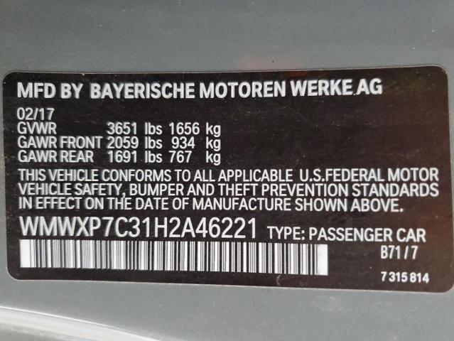 2017 MINI COOPER S WMWXP7C31H2A46221