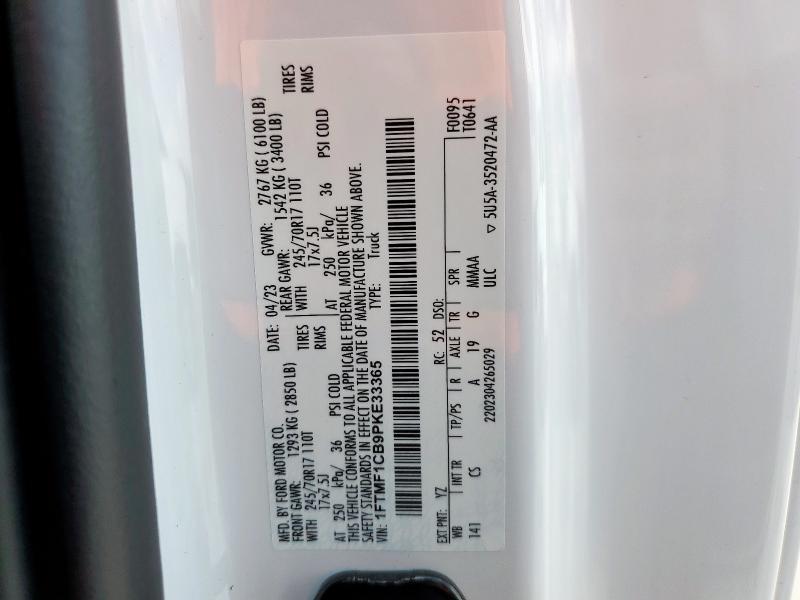 2023 FORD F150 1FTMF1CB9PKE33365