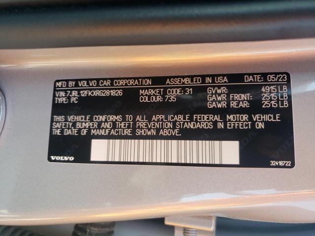 2024 VOLVO S60 CORE 7JRL12FKXRG281826