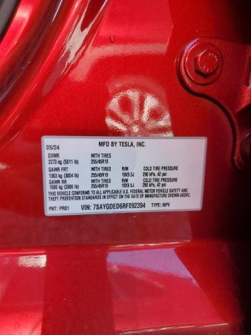 2024 TESLA MODEL Y 7SAYGDED6RF092394