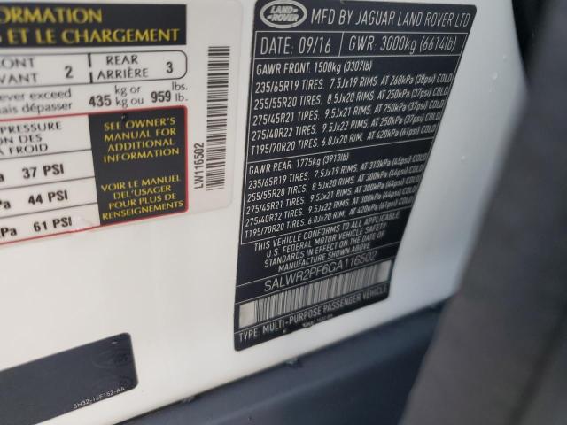 2016 LAND ROVER RANGE ROVE - SALWR2PF6GA116502