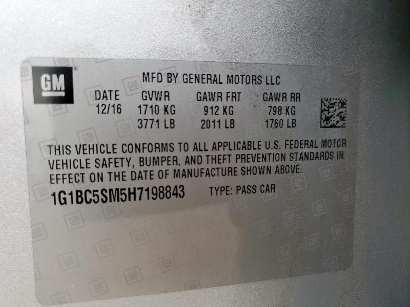 2017 CHEVROLET CRUZE LS 1G1BC5SM5H7198843