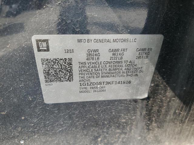 2019 CHEVROLET MALIBU LT - 1G1ZD5ST3KF141816