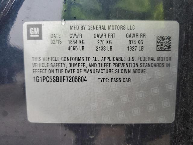 2015 CHEVROLET CRUZE LT - 1G1PC5SB0F7205604