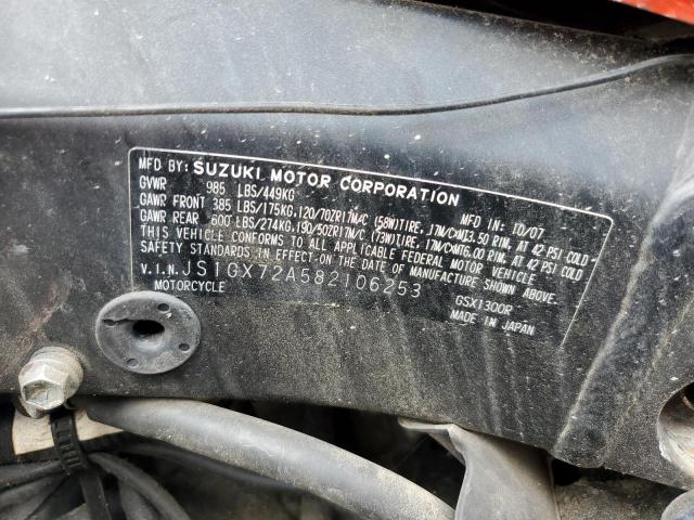 2008 SUZUKI GSX1300 R JS1GX72A582106253
