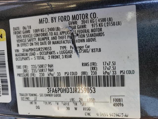 2018 FORD FUSION SE - 3FA6P0HD3JR259053
