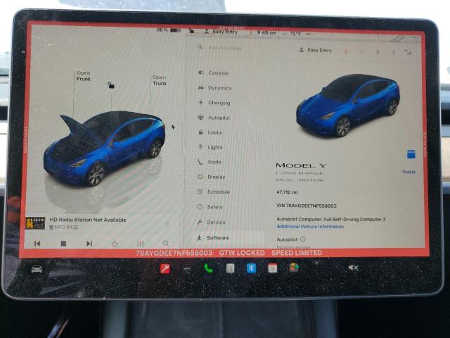 2022 TESLA MODEL Y 7SAYGDEE7NF559003