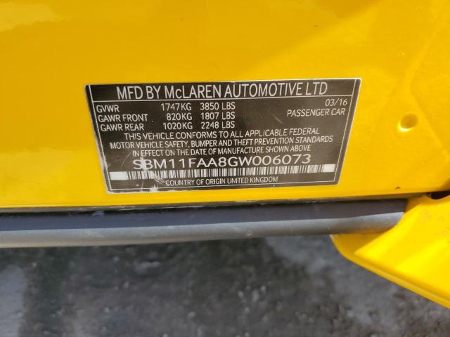 2016 MCLAREN AUTOMOTIVE 650S SPIDE SBM11FAA8GW006073