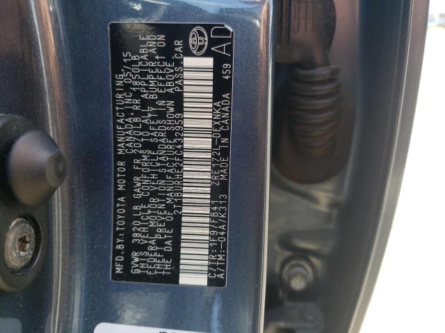 2015 TOYOTA COROLLA L 2T1BURHE2FC432959