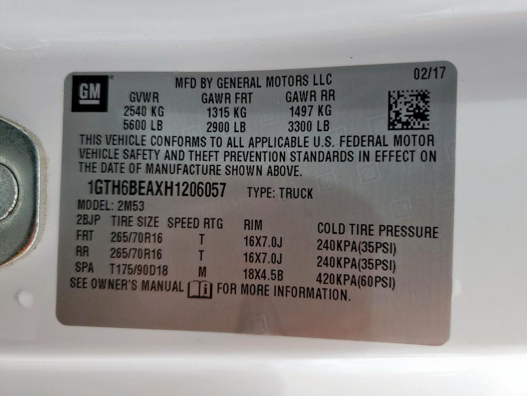 2017 GMC CANYON 1GTH6BEAXH1206057