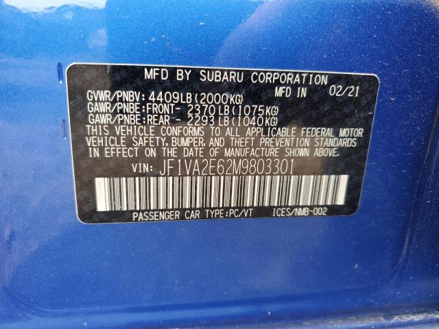 2021 SUBARU WRX STI JF1VA2E62M9803301