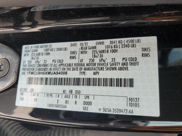 2021 FORD ESCAPE SEL 1FMCU9H6XMUA94008