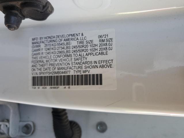 2021 HONDA PILOT SE 5FNYF5H29MB044977