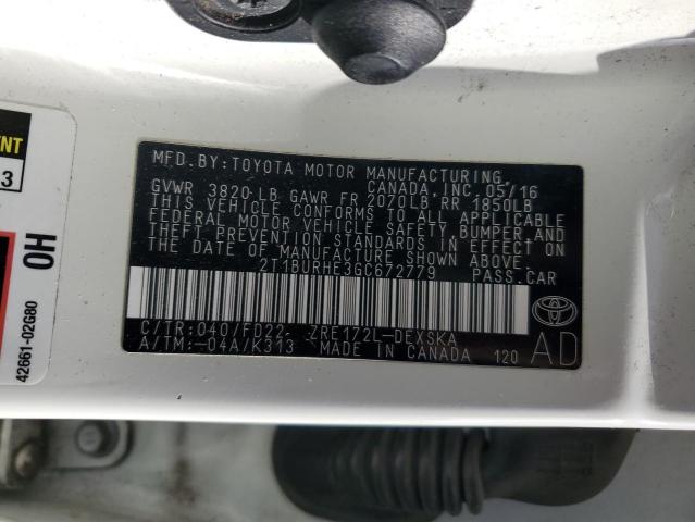 2016 TOYOTA COROLLA L - 2T1BURHE3GC672779