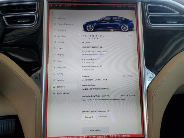 2015 TESLA MODEL S 85 5YJSA1H22FF095172
