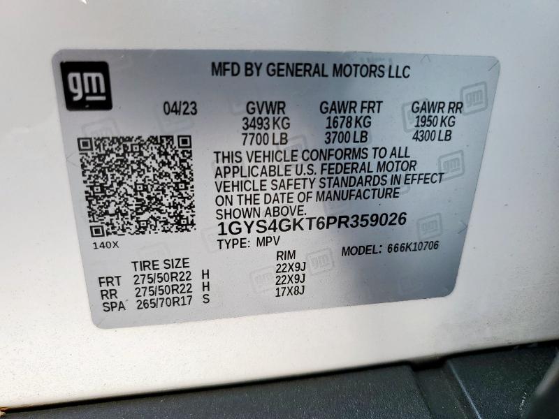 2023 CADILLAC ESCALADE S 1GYS4GKT6PR359026