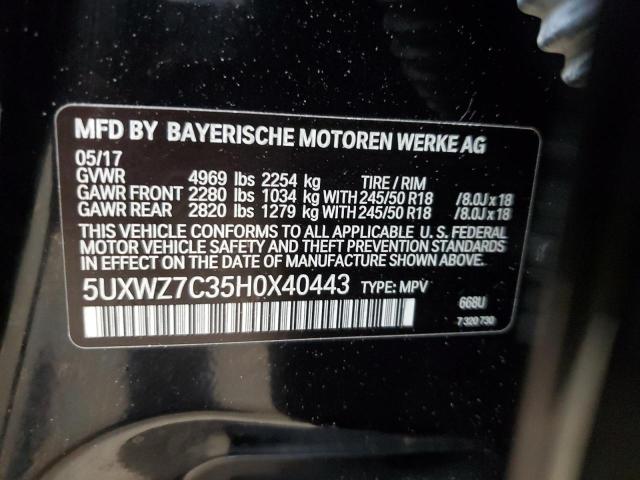 2017 BMW X3 SDRIVE2 5UXWZ7C35H0X40443