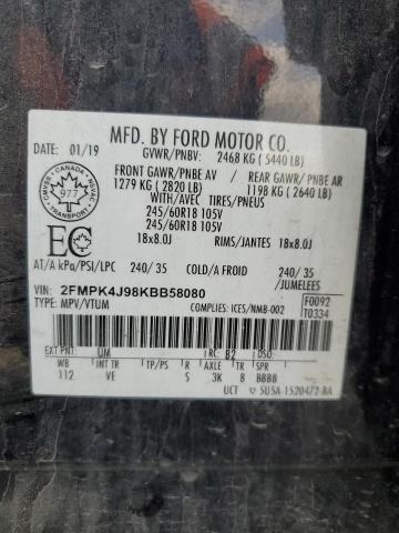 2019 FORD EDGE SEL - 2FMPK4J98KBB58080