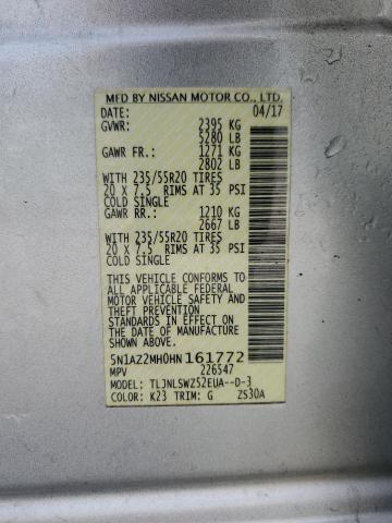 2017 NISSAN MURANO S 5N1AZ2MH0HN161772