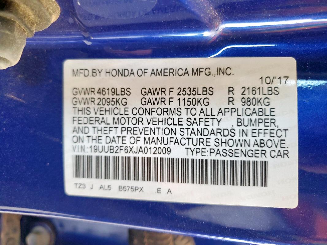 2018 ACURA TLX TECH+A 19UUB2F6XJA012009