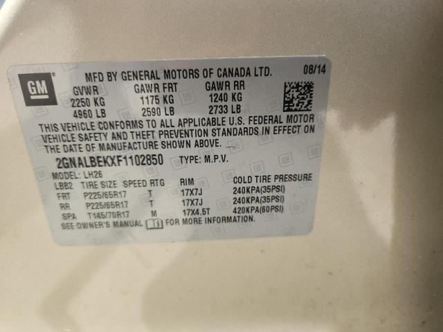 2015 CHEVROLET EQUINOX LT 2GNALBEKXF1102850