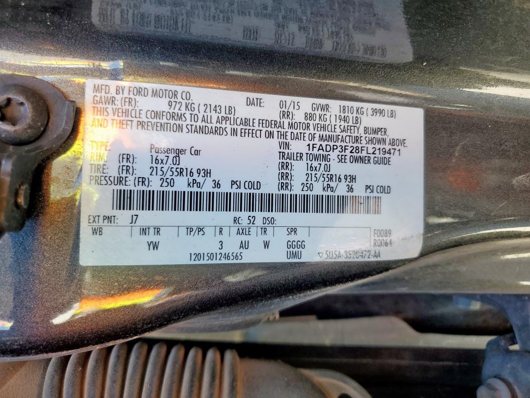 2015 FORD FOCUS SE - 1FADP3F28FL219471