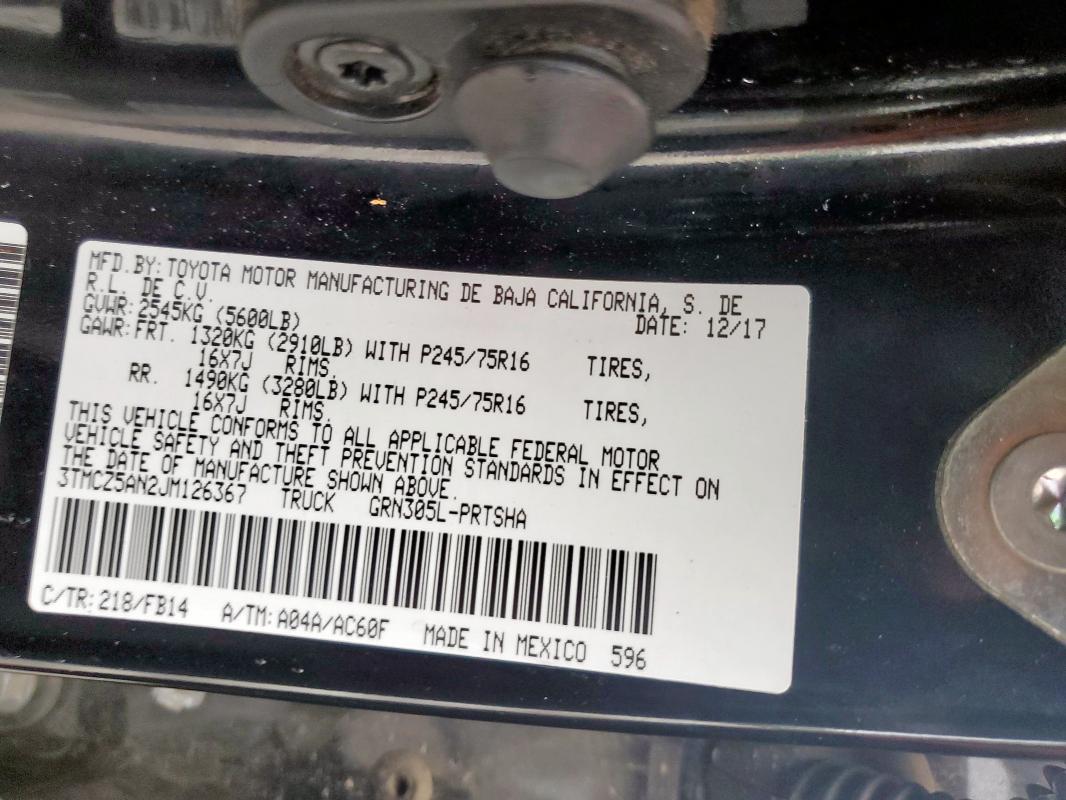 2018 TOYOTA TACOMA DOU 3TMCZ5AN2JM126367