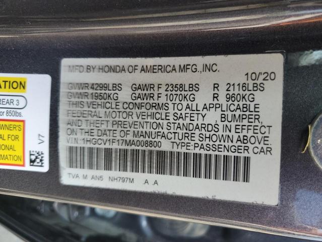 2021 HONDA ACCORD LX 1HGCV1F17MA008800