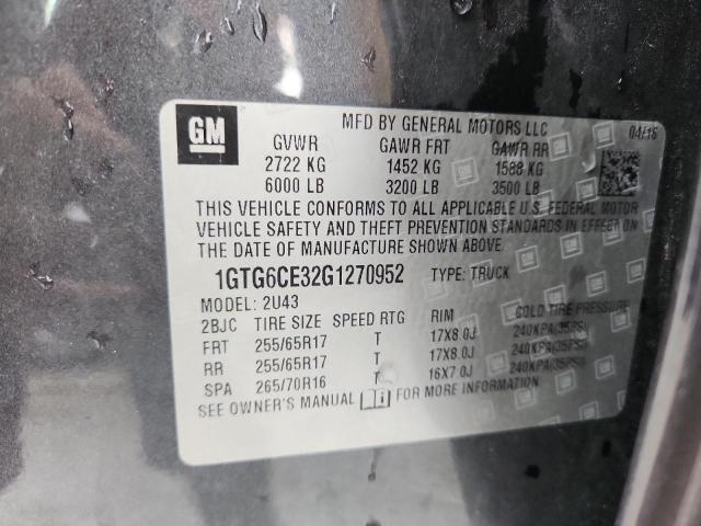 2016 GMC CANYON SLE 1GTG6CE32G1270952