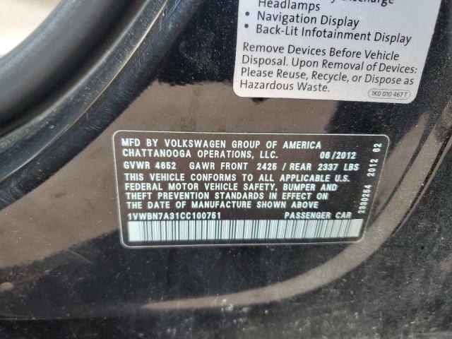 2012 VOLKSWAGEN PASSAT SE #3318996322