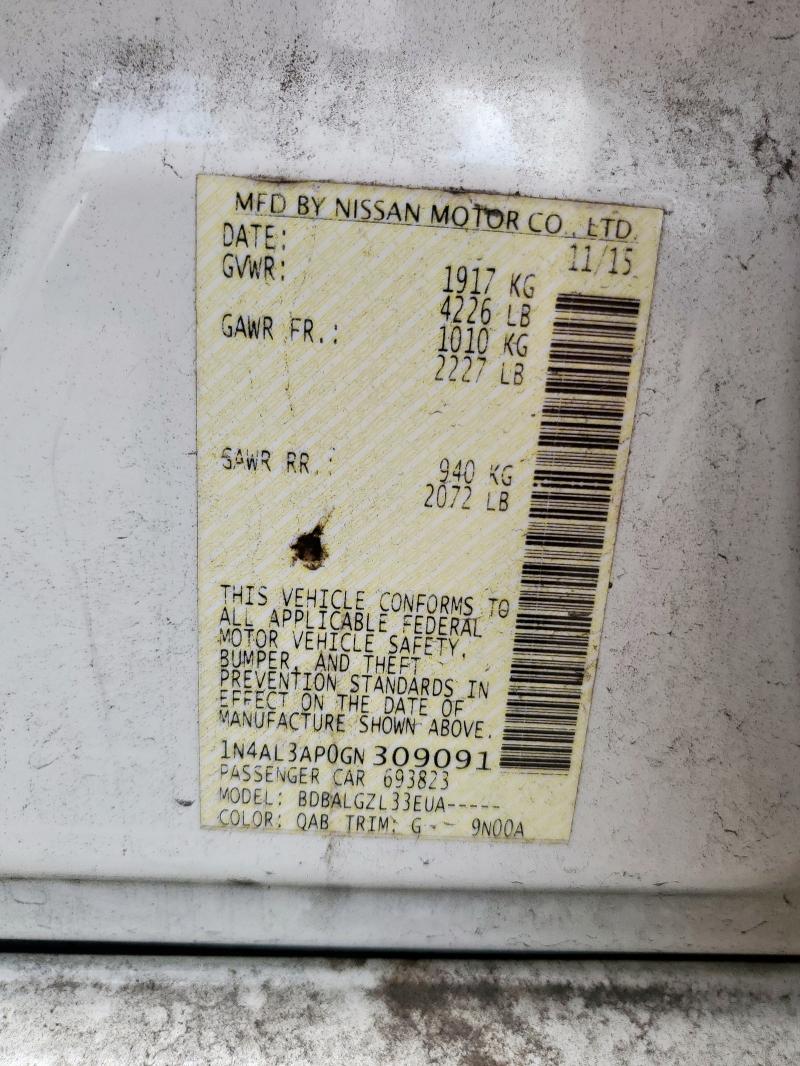 2016 NISSAN ALTIMA 2.5 - 1N4AL3AP0GN309091