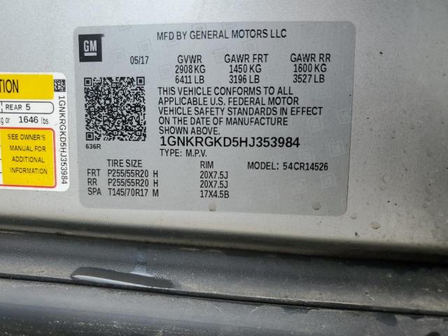 2017 CHEVROLET TRAVERSE L - 1GNKRGKD5HJ353984