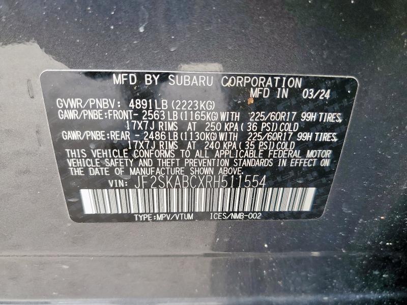 2024 SUBARU FORESTER JF2SKABCXRH511554