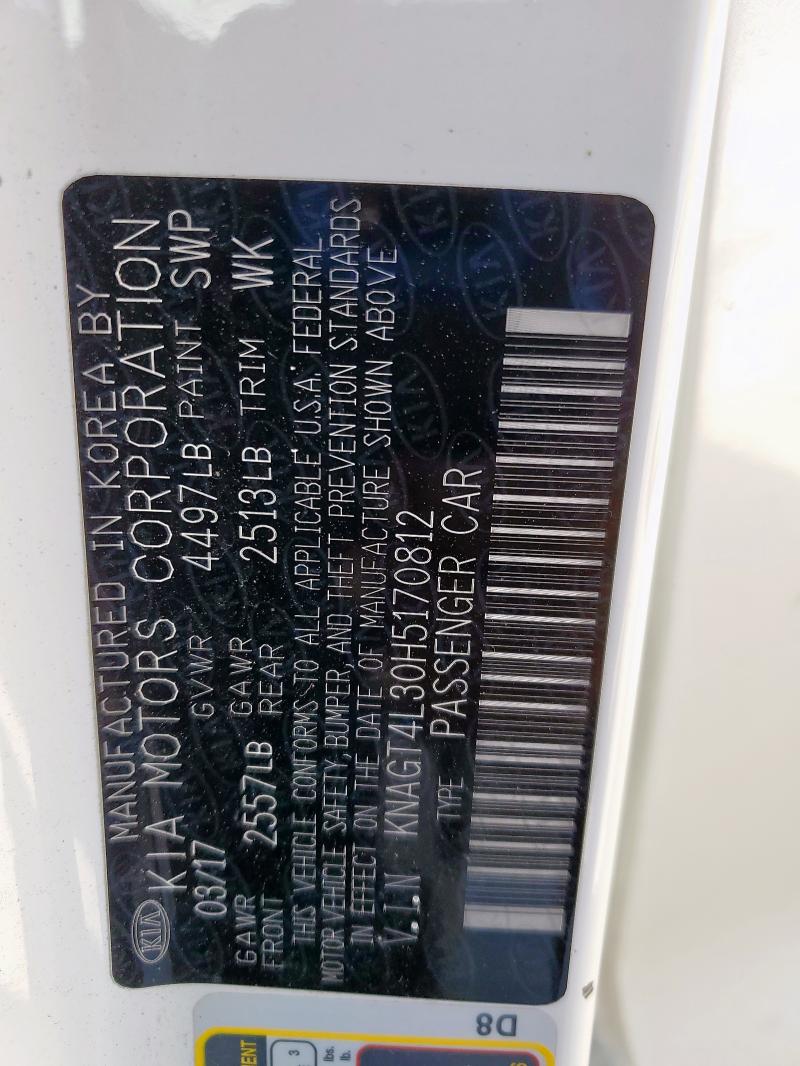 2017 KIA OPTIMA LX KNAGT4L30H5170812