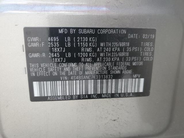 2019 SUBARU OUTBACK 2.5I LIMITED 4S4BSANC7K3313832