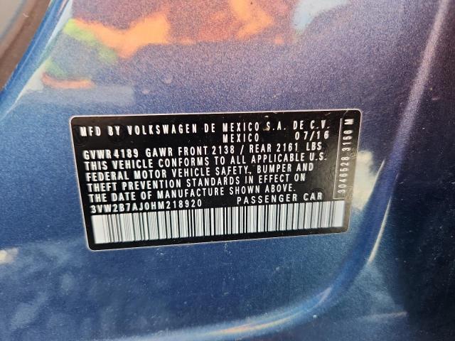 2017 VOLKSWAGEN JETTA S 3VW2B7AJ0HM218920